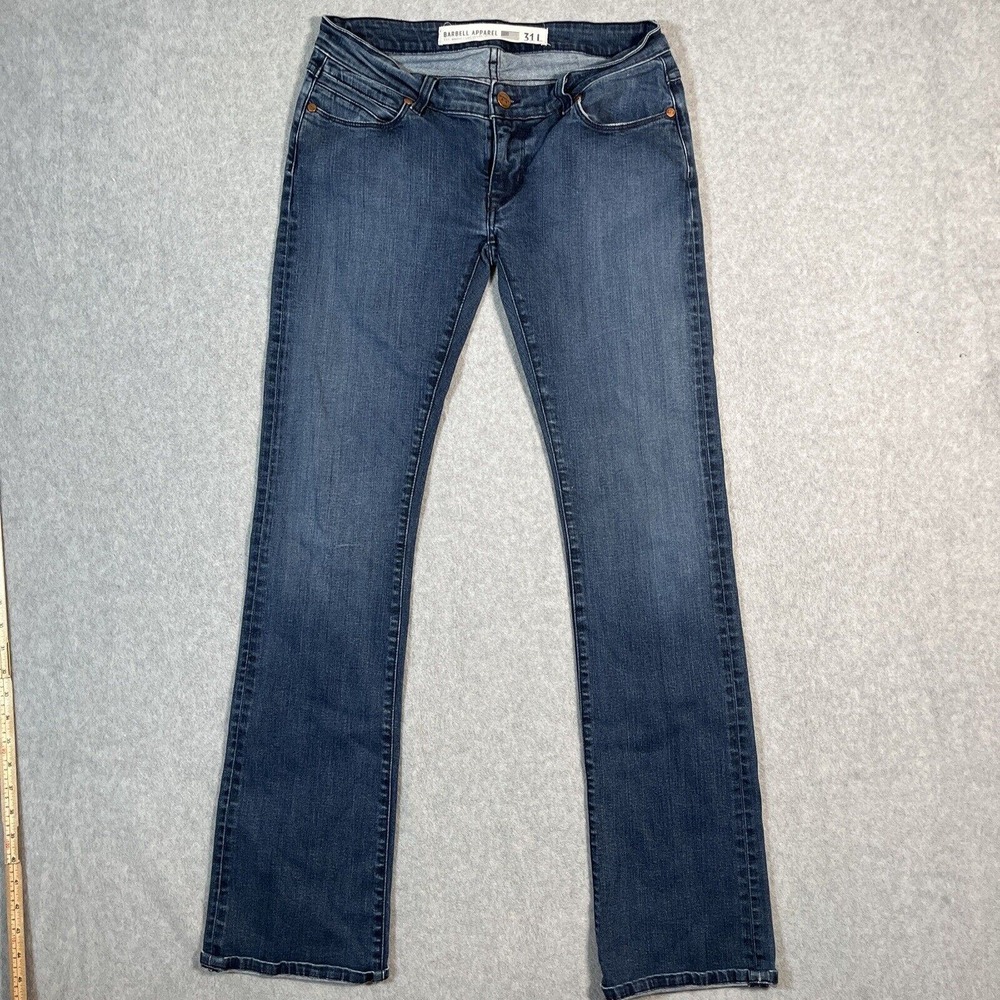 Barbell Apparel Jeans Womens 31L Blue Straight Leg Stretch Mid Rise Athletic